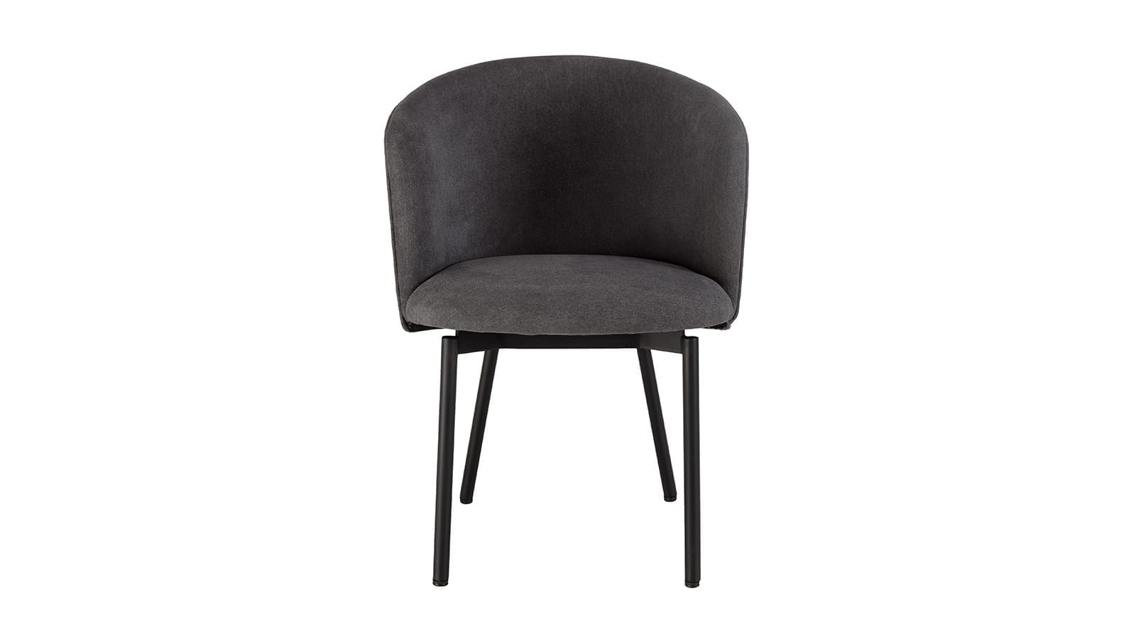 Chaise en velours gris anthracite pieds métal noir ALMA